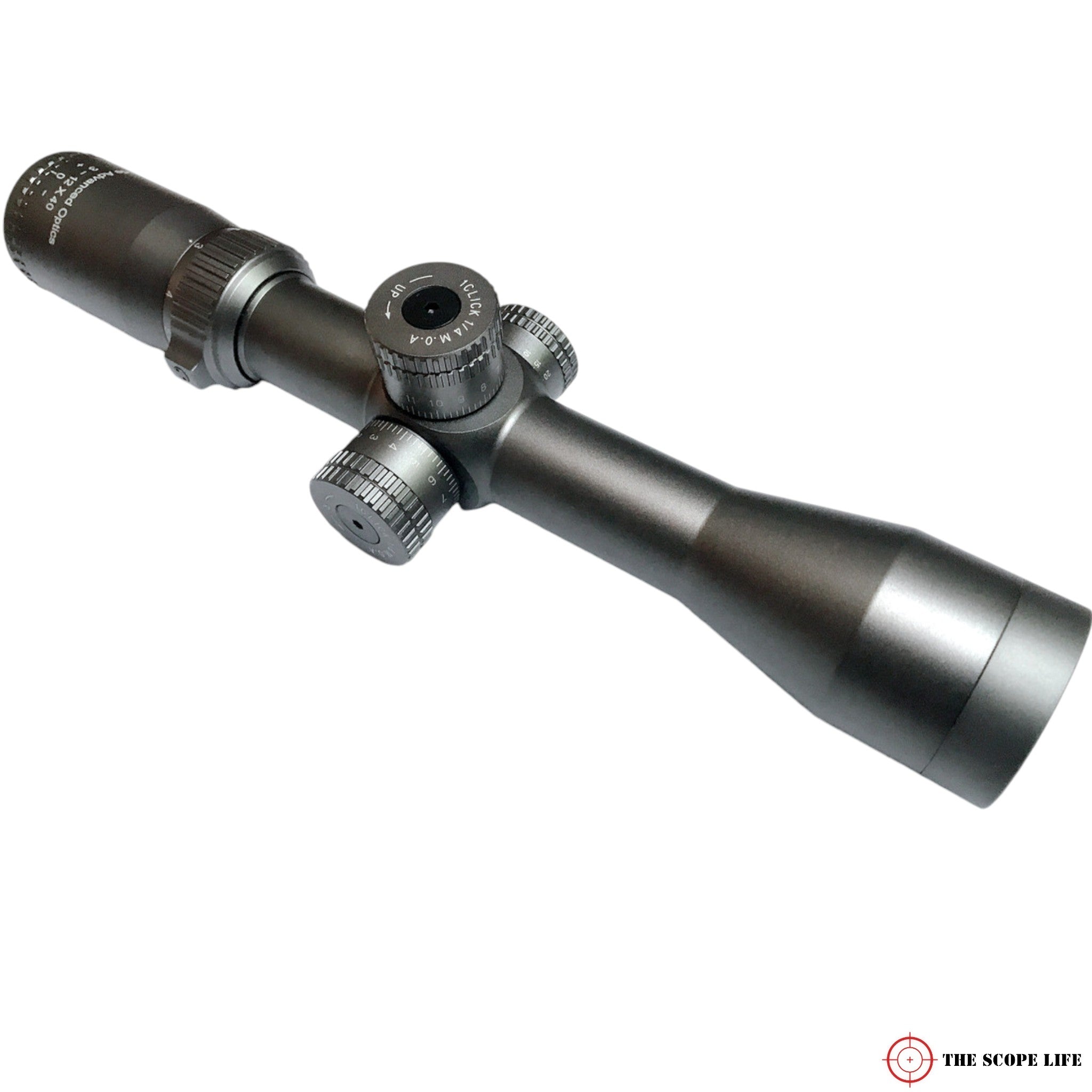 ADE Advanced Optics Grey Diamond Titanium 3-12x40 Scope with 30mm Tube and Mounting Rings