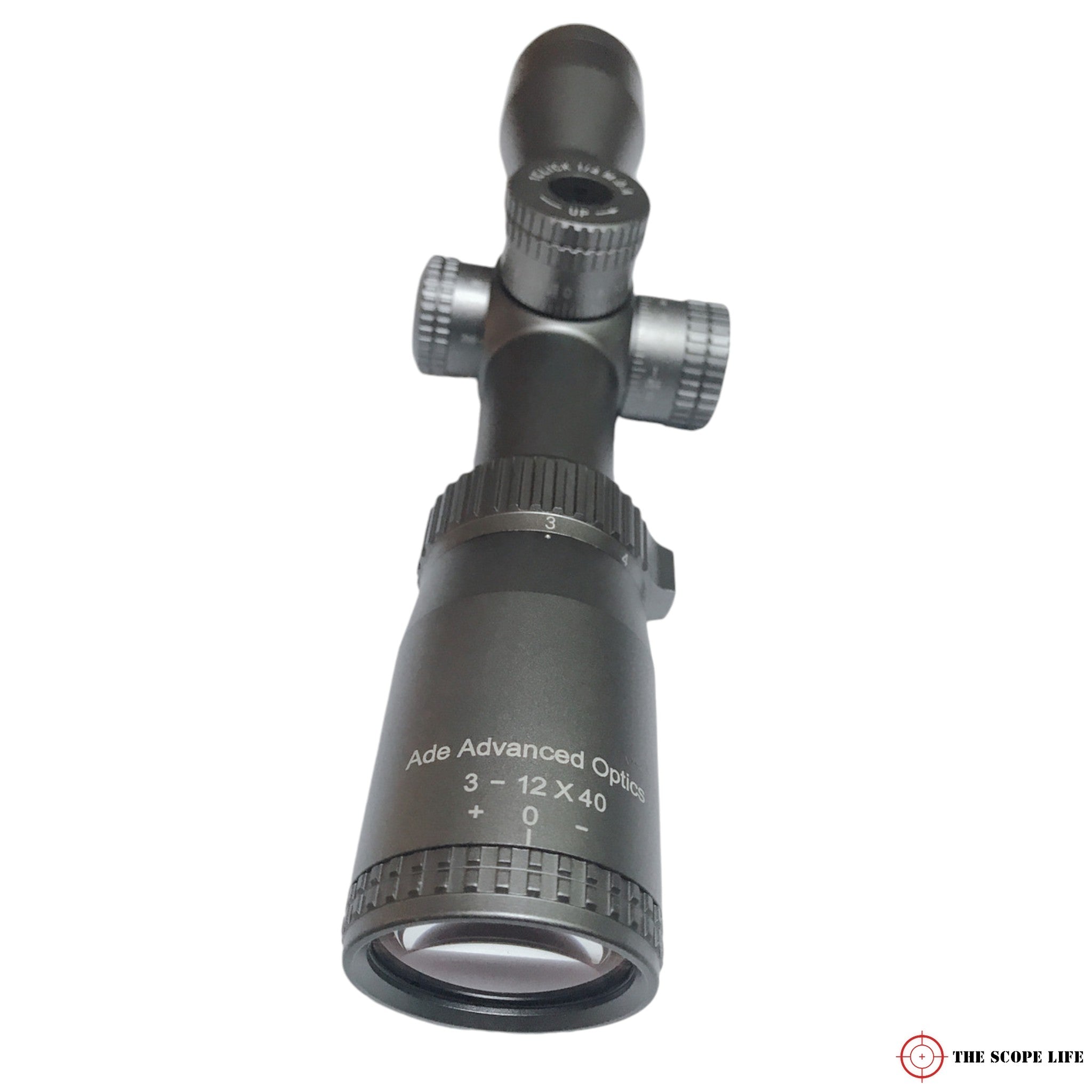 ADE Advanced Optics Grey Diamond Titanium 3-12x40 Scope with 30mm Tube and Mounting Rings